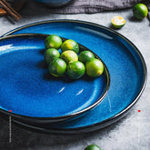 Blue Reactive Glaze Gradient Ceramic Dinner Plate | Yedwo Design